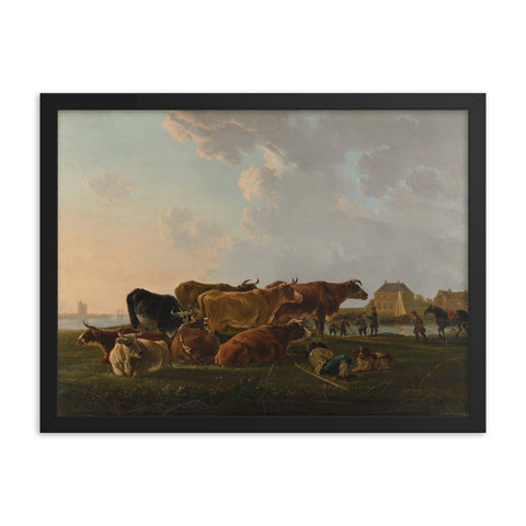 Landscape with Cattle - Framed Print