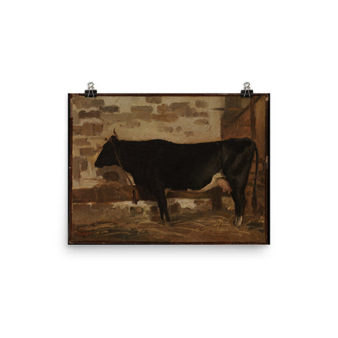Cow in a Barn Art Print - Camille Corot