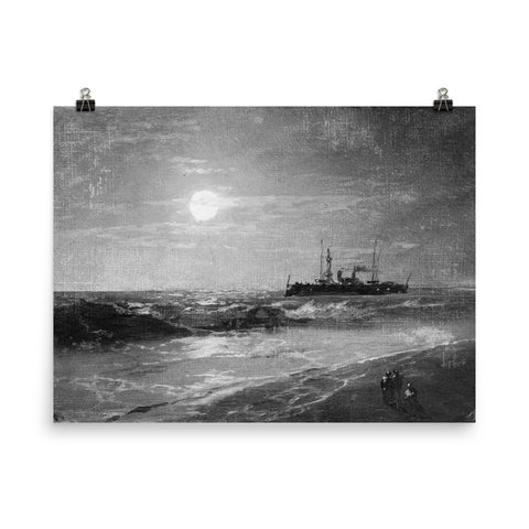Ship by Moonlight Art Print - Ivan Konstantinovich Aivazovsky