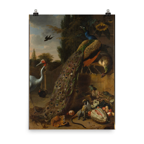 Peacocks Art Print - Melchior d' Hondecoeter