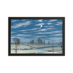 Winter Scene in Moonlight Painting - Framed Print