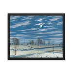 Winter Scene in Moonlight Painting - Framed Print