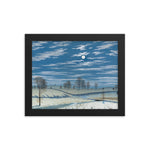 Winter Scene in Moonlight Painting - Framed Print