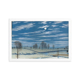 Winter Scene in Moonlight Painting - Framed Print