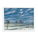 Winter Scene in Moonlight Painting - Framed Print