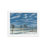 Winter Scene in Moonlight Painting - Framed Print